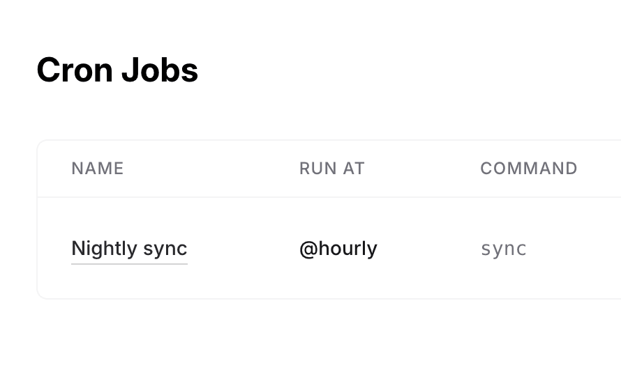 Cron job configuration screen showing a scheduled recurring task